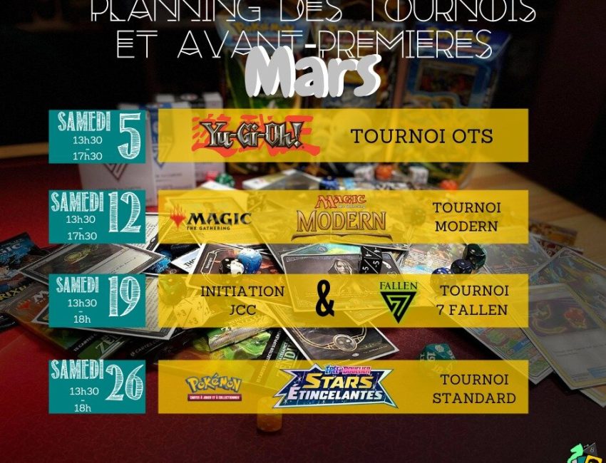 Planning tournois mars